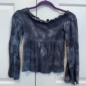 Tie Dye Blue American Eagle Off the Shoulder Top Size Small